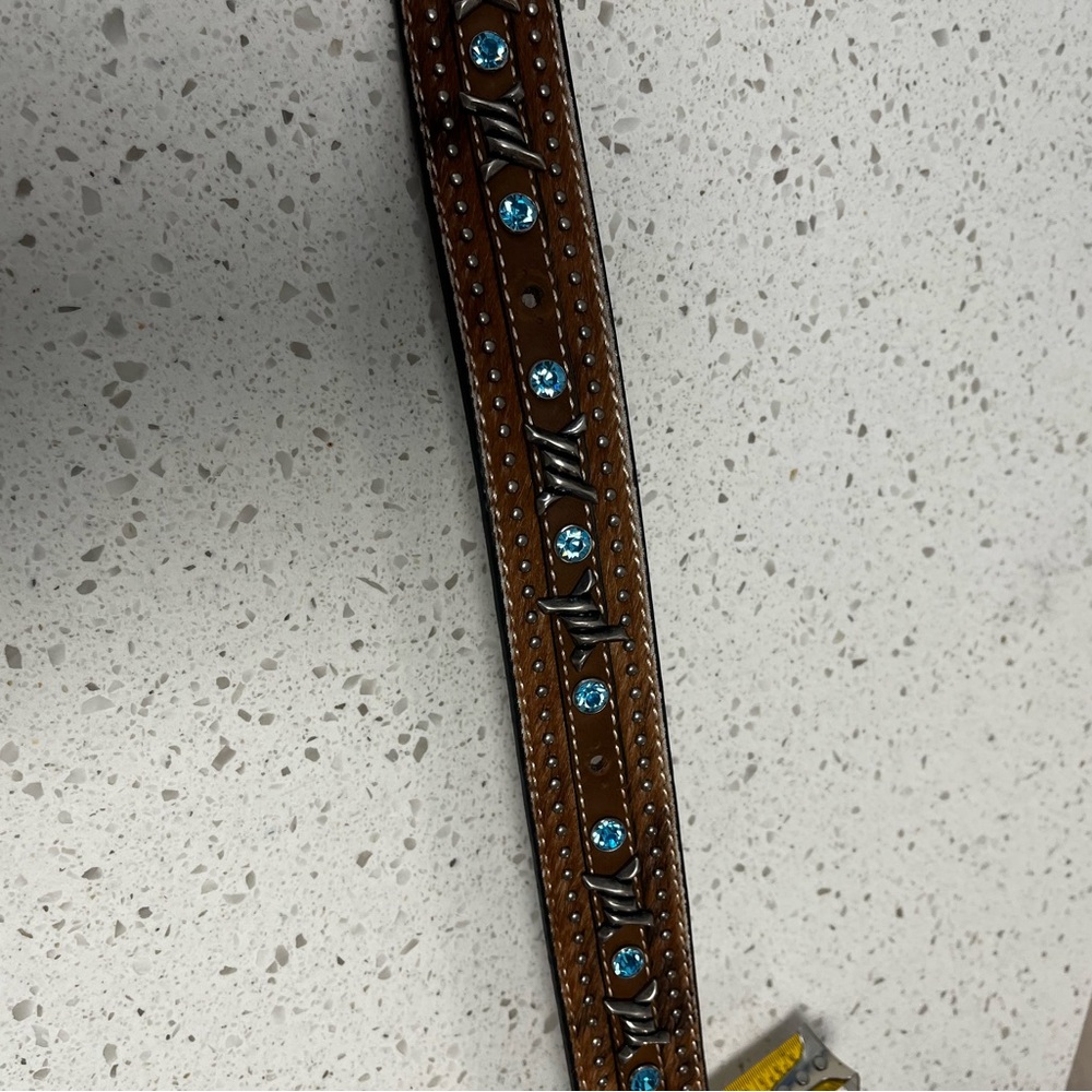Ariat Brown Leather Belt, cowboy cowgirl rodeo - Picture 4 of 7